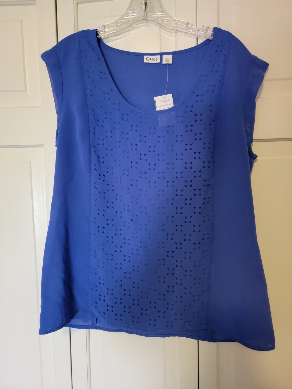 Cato Women’s Royal Blue Laser-Cut Sleeveless Camisole Size L NWT